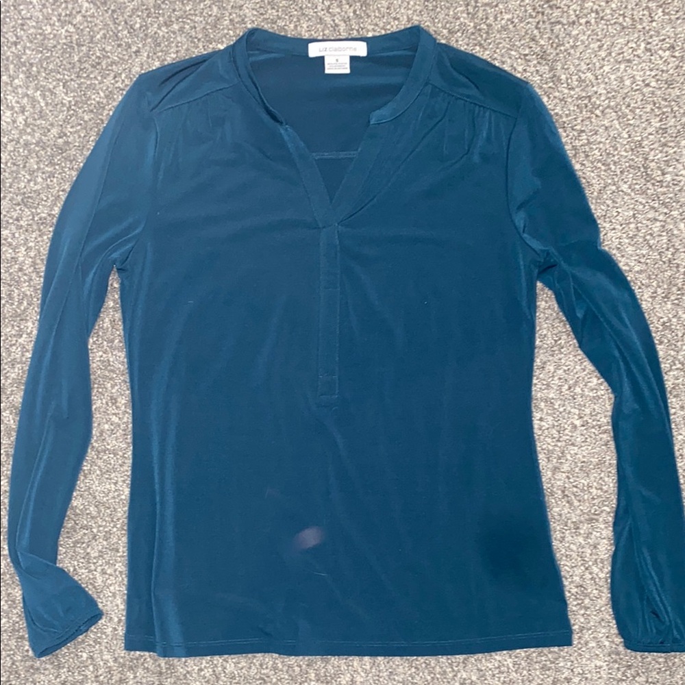 Banana Republic Blue Fitted Long Sleeve Polo